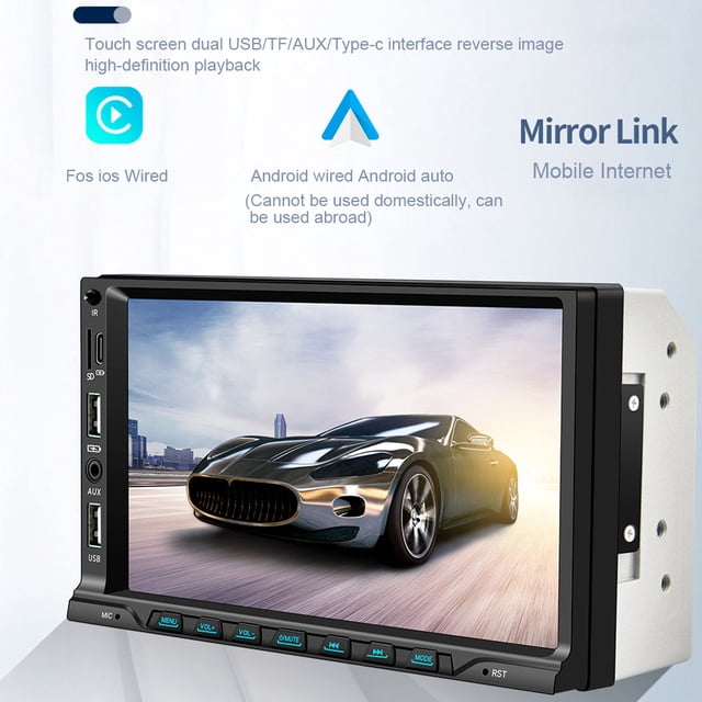 Reproductor multimedia de 7 pulgadas USB TF Apple Carplay Android Auto Touch Radio entrada auxiliar