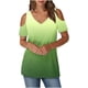 thumbnail image 2 of Puntoco Liquidación de blusas cortas para mujer Blusa de moda con escote en V, hombros descubiertos y manga corta con estampado degradado para mujer, 2 of 5
