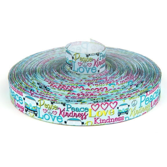 Country Brook Design® 5/8 inch Love and Peace Grosgrain Ribbon, 10 Yards