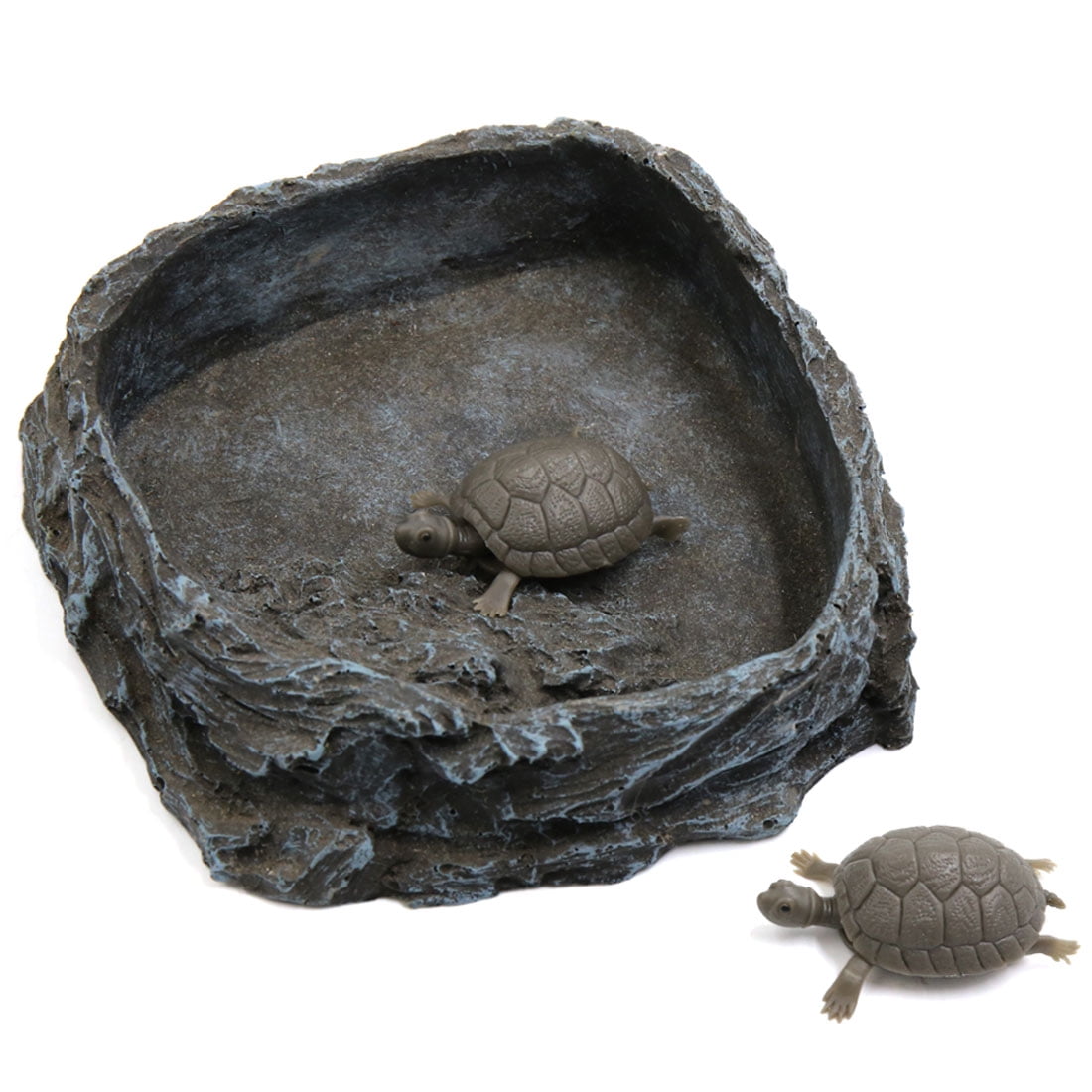 Square Reptile Feeding Dish Water Food Bowl Rock Plate for Tortoise Lizard 
