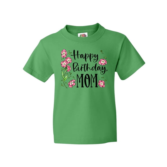 Inktastic Happy Birthday, Mom Pink Flowers Youth T-Shirt