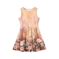 thumbnail image 4 of LTTVQM Dress for Girls Casual Floral Sundress Boho Sleeveless Midi Dress Vacation Crewneck Summer Spring Dresses Saffron 12-13 Years, 4 of 5