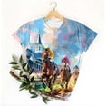 thumbnail image 4 of Youyipin Womens Tops New Short-Sleeved Round Neck Pullover Horse Casual Printed Top T-Shirt Summer Clothes Loose Fitting Tops Graphic Tees For Women, 4 of 4
