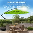 thumbnail image 3 of 10ft Offset Hanging Market Patio Umbrella with Easy Tilt Adjustment,Polyester Shade,8 Ribs for Backyard,Poolside,Lawn and Garden,Green, 3 of 9