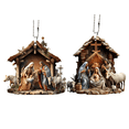thumbnail image 3 of 2 Pcs Nativity Scene Ornaments for Christmas Tree Religious Christmas Decorations, The Birth of Jesus Decor, Christian Scene Xmas Hanging Ornaments Gifts for Christmas Outdoor Home Decor, 3 of 6