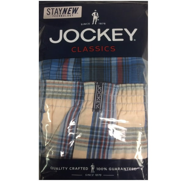 Jockey Men's Underwear Classic Full Cut Boxers 2 Pack, Blue Tartans
