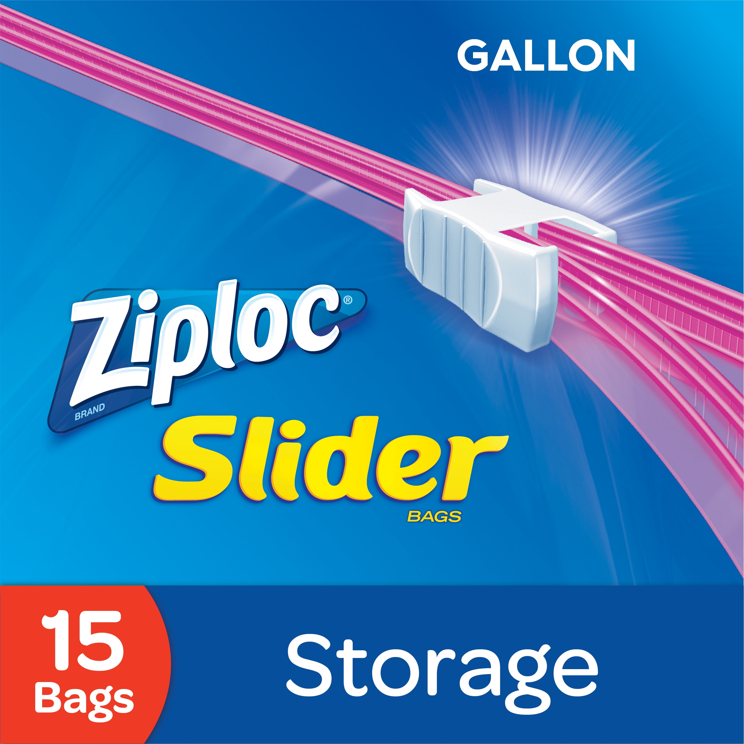Ziploc Slider Storage Bags, Gallon, 15 Ct