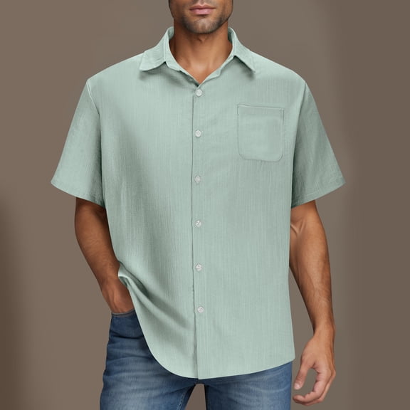 asjyhkr Mens Short Sleeve Dress Shirts Stretch Beach Vacation Summer Tops with Pockets