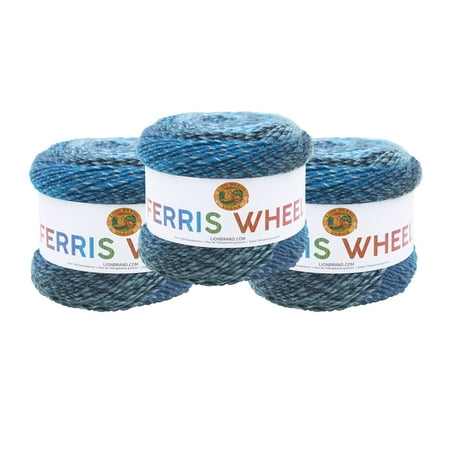UPC: 0842093116530 | Lion Brand Yarn Ferris Wheel Full Moon Self-Striping Cake Medium Acrylic Multi-color Yarn 3 Pack