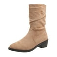 thumbnail image 1 of WEAIXIMIUNG Bottes Chaussettes Femme Mode Automne et Hiver Bottes Mi-Mollet en Daim Confortables et Élégantes, 1 of 6