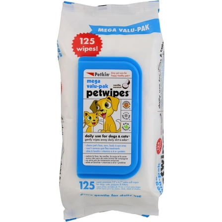 Petkin Pet Wipes Mega Value Pack 125ct - Vanilla Coconut