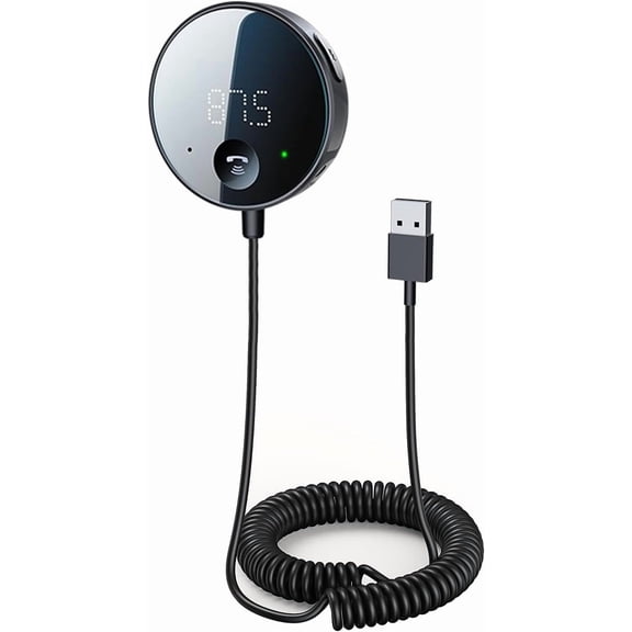 Bluetooth FM Transmitter for Car, AUX Adapter, Bluetooth Receiver for Car Music/Hands-Free Calls/Stereo Audio