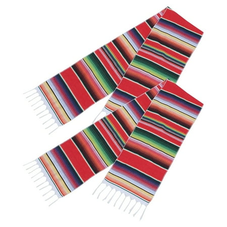 

14 By 84 Inch Mexican Table Runner 14 x 84 Inch Mexican Party Wedding Decorations Fringe Cotton Serape Blanket Table Runner(Red