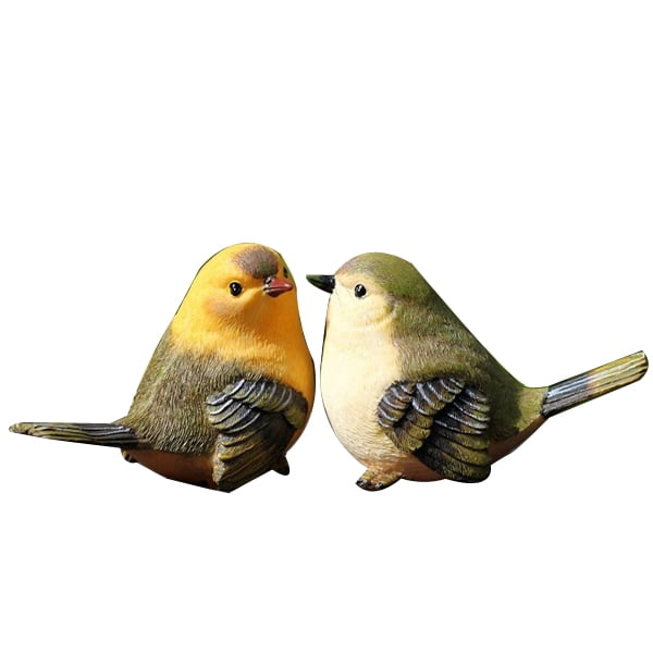 Estatua de pájaros de jardín al aire libre, paquete de 2, de animales de resina Macarena Emulación Pájaro Decoración de jardín rural Decoración de escritorio Regalo de Navidad Par Creativo