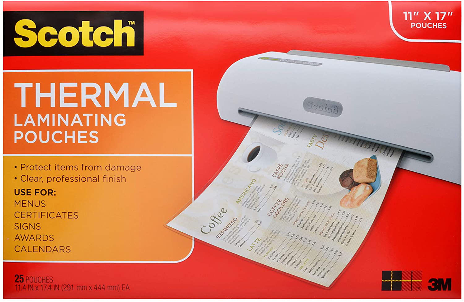 25-Pouches 11.45 x 17.48-Inches TP3856-25 2 Pack Scotch Thermal Laminating Pouches 