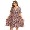 thumbnail image 2 of Women's Plus Size Wrap V Neck Short Sleeve Ruffle Hem A Line Short Dress, 2 of 5