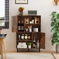 thumbnail image 4 of Costway 47" Storage Cabinet with 2 Doors & 4 Open Shelves, 5 Metal Support Legs for Kitchen Rustic Brown, 4 of 10