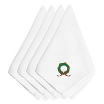 Christmas Wreath Embroidered Napkins, Set of 4