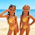 thumbnail image 3 of CCRFTGI Swimsuit for Kids Girls Size 10-12 Two Piece Sets Swim Vacation Girls Bikini Beach Holiday Bathing Suits Summer Cute Fruit Print Girls Fashion Tankini Swimsuits Swimwear Saffron 3-4 Years, 3 of 9