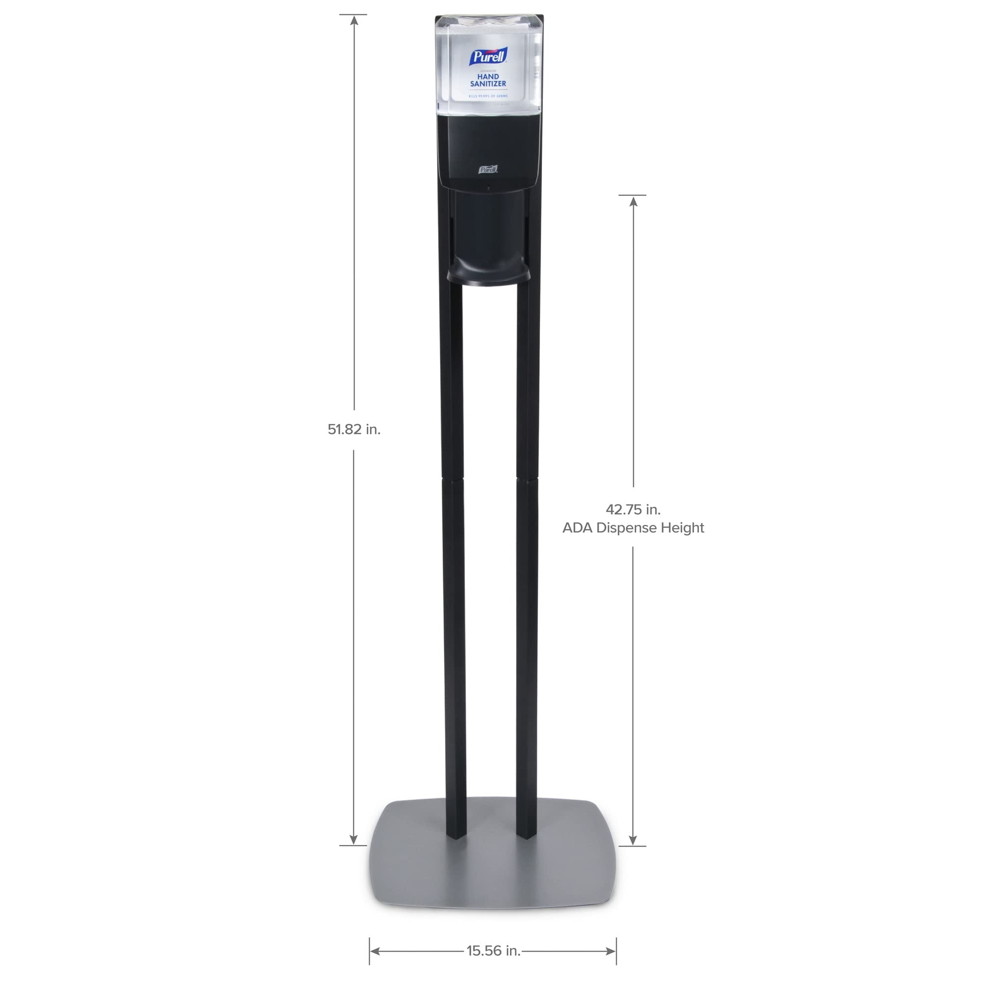 PURELL&reg; ES8 Hand Sanitizer Floor Stand with Dispenser, 1,200 mL, 13.5 x 5 x 28.5, Graphite/Silver (GOJ7218DS)