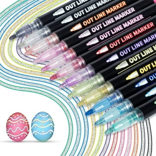 PINTAR Black & White Markers - Outline Watercolor Paint Pens - Drawing &  Calligraphy Markers - Acrylic Paint Pens for Rock Painting, Wood, Glass,  Leather, Shoes - Pack of 18, 0.7mm/ 1mm/ 5mm