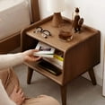 thumbnail image 3 of Greater Bedside Table Brown Boho Nightstand with Open Storage Shelf Mid Century Modern Coffee Table Small Side Table for Bedroom and Dorm Natural Wood Nightstand, 3 of 8