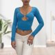 thumbnail image 5 of Camiseta Sin Mangas Corta Señoras Casual Pullover Tops Navel Exposed Party Clubwear Ropa (Azul L) Cgtredaw Para estrenar, 5 of 7