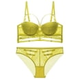 thumbnail image 5 of Conjunto de lencería sexy con encaje calado y tirantes de sujetador anticaída con realce grande y busto pequeño, 5 of 5