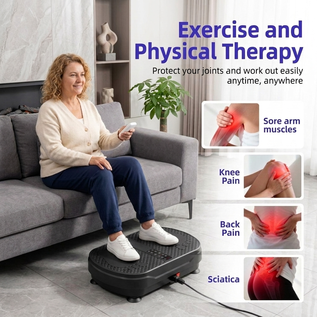 Fenbeli Vibration Plate Exercise Machine for Full-Body Workouts, 1-999 Speeds, Wireless Speaker, Remote, 2 Loops and 5 Resistance Bands, 450 lb Capacity, Black