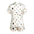 thumbnail image 7 of MEZZALL Women Halloween Print Pajama Lapel Collar Short Sleeve Tie Front Top And Shorts Sleepwear Soft Cozy Loungewear Two Piece Pajamas For Nighttime Relaxation Fashionable Pjs, 7 of 7