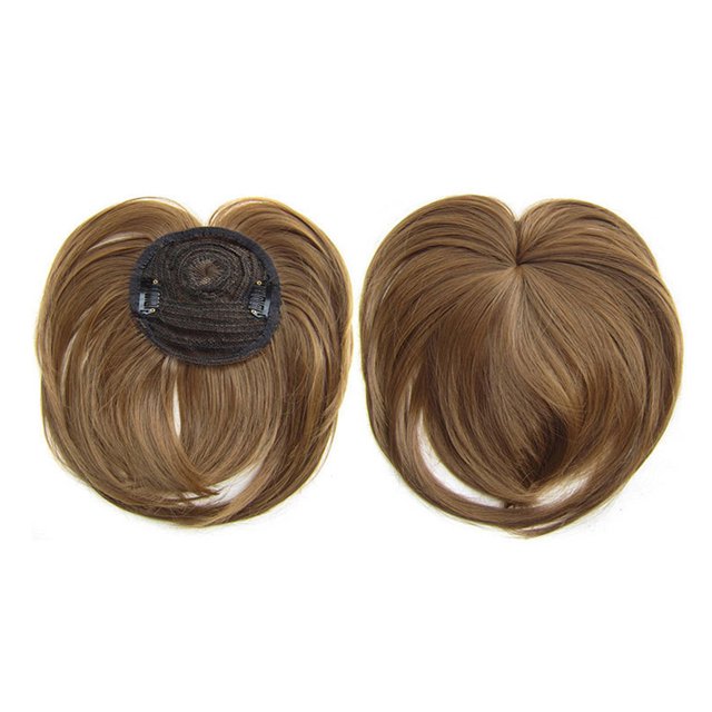 CAROOTU Seamless Silks-Base Hair Topper Fringe Hairpiece Straight Clip in Forehead Topper with Wispy Bangs