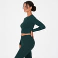 thumbnail image 3 of YITTY Active Women's UltraLuxe Long Sleeve Cropped Workout Top, Athleisure, 4-Way-Stretch, Everpine, 3X, 3 of 6