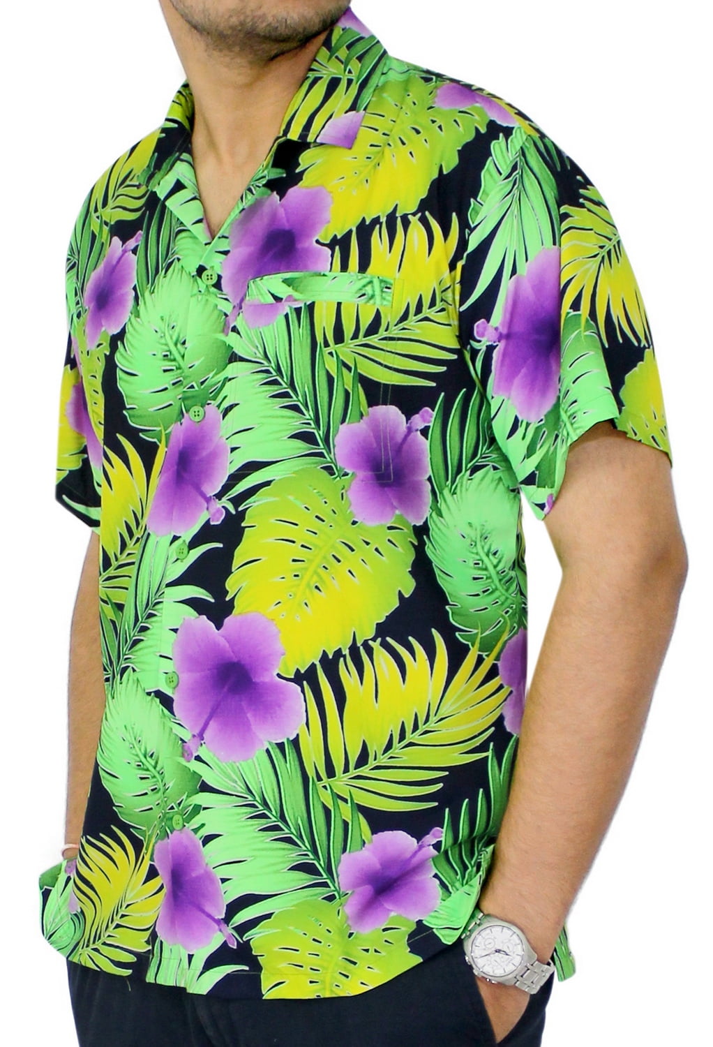 HAPPY BAY Men's Funky Beach Party Tropical Floral Shirts Short Sleeve ...