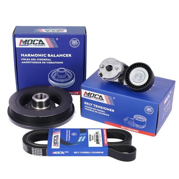 MOCA AUTOPARTS Harmonic Balancer with Serpentine Belt Component Kit Fit for 1999-2004 Jeep Grand Cherokee 4.0L & 2000-2006 Jeep Wrangler 4.0L