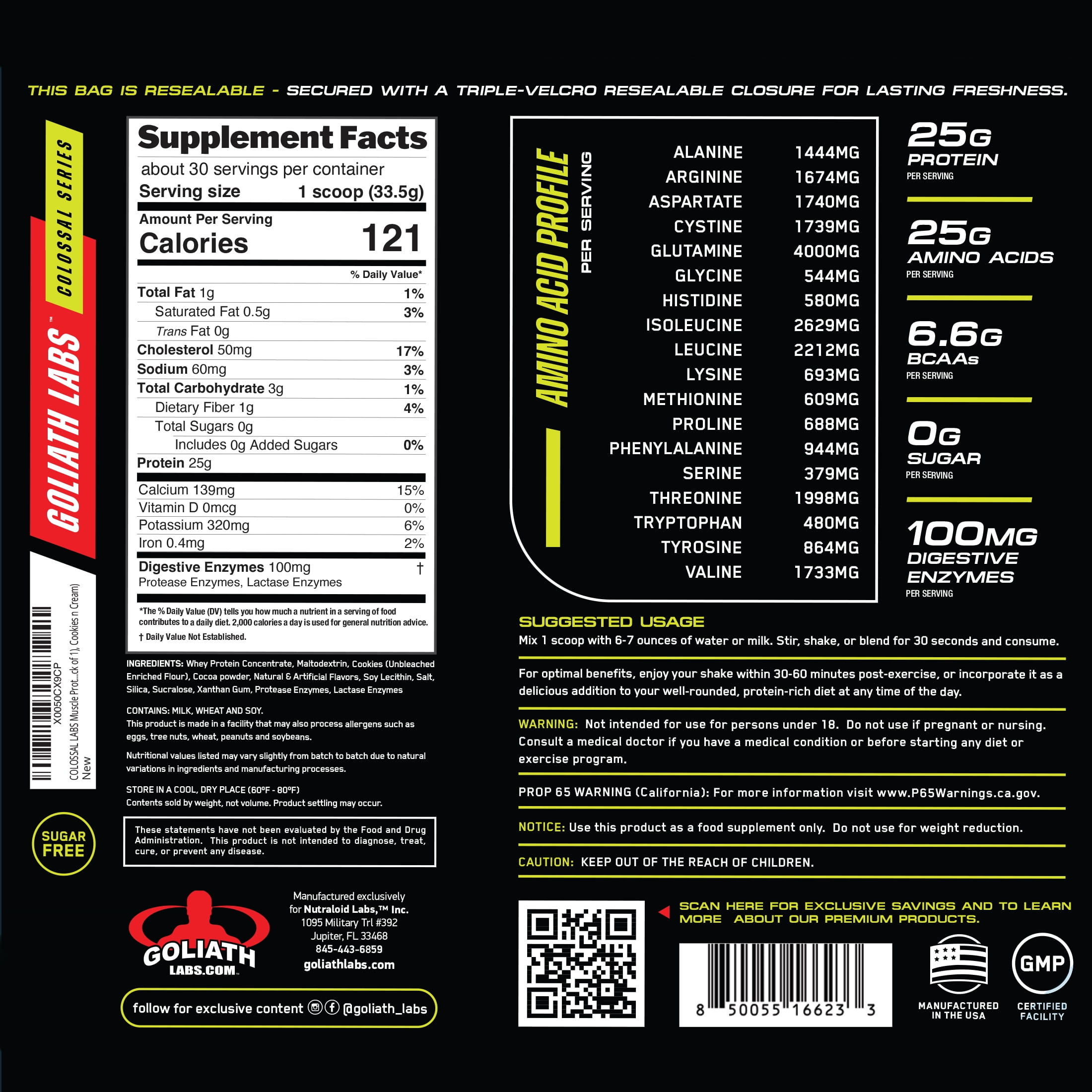 COLOSSAL LABS Muscle Protein Whey Powder [5 lbs/Pack of 1]– Cold Filtered, 25g Pure Protein, 6.6g BCAAs (Packaging May Vary) (5LB, Strawberry)