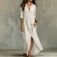 thumbnail image 6 of DeHolifer Women Casual Dresses Lapel Button Down Beach Dress Long Maxi Dress with Pockets White 2XL, 6 of 7