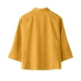 thumbnail image 4 of Women Casual Cotton Linen Shirts Summer Lapel Half Sleeve Button Crop Blouses Loose Fit Comfy Soft Solid Color Cropped Tops, 4 of 5