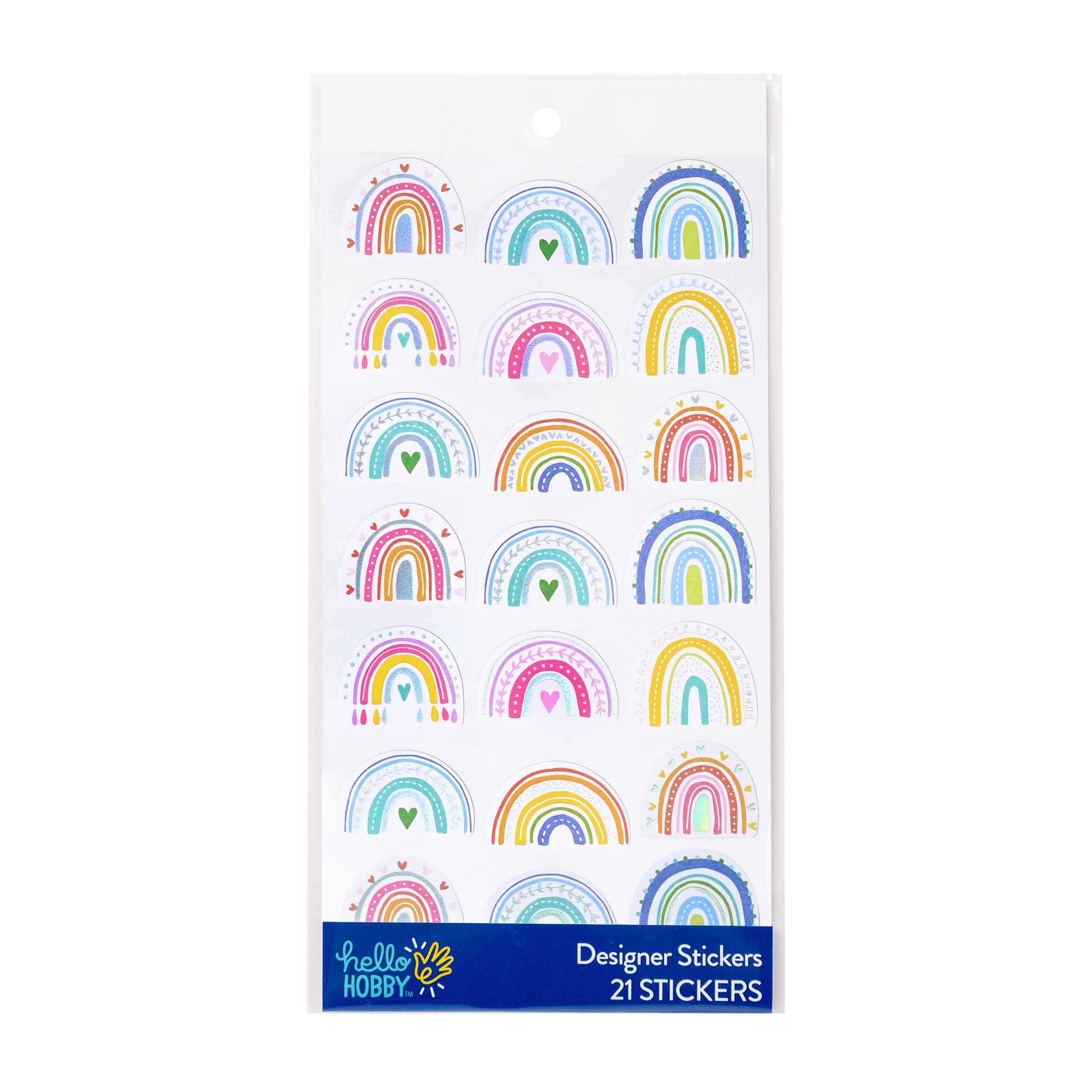 Hello Hobby Foil Rainbow Designer Stickers, 21 Count
