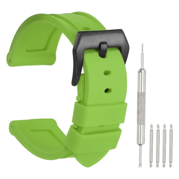 Uxcell Silicone Watch Band 24mm Quick Release Flexible Soft Rubber H-type Watch Strap with Stainless Steel Black Clasp Replacement Wristband for Men, Light Green