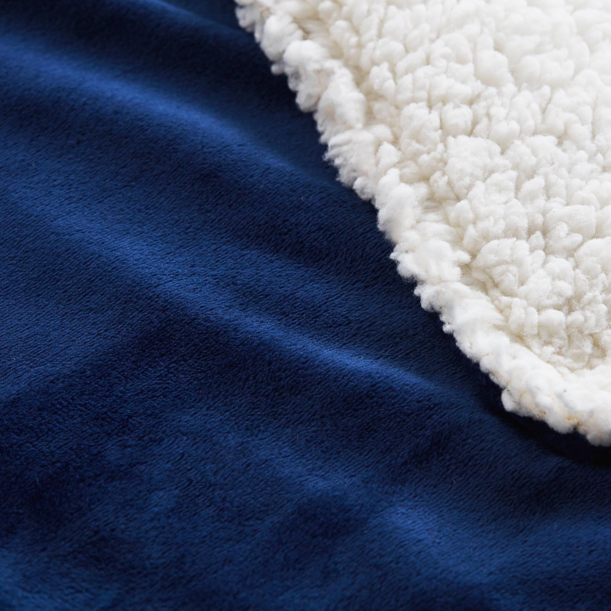 Rest Haven Weighted Blanket Cover, Twin Size (36" x 48"), Navy/Ivory Sherpa