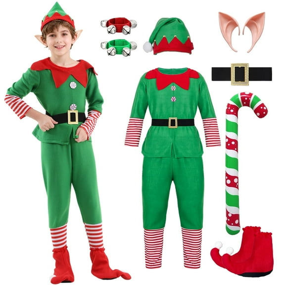 Alaiyaky Christmas Elf Costume Unisex Carnival Cosplay Outfit Accessory Unisex Fancy Dress Halloween Party