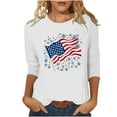 thumbnail image 2 of Women Tops under $5! Cagogo Women 4th of July T Shirts American Flag 3/4 Sleeve Dressy Loose T-shirts Stars Stripes Independence Day Patriotic Graphic Casual Tunic Tops Outfits Clothes, 2 of 7