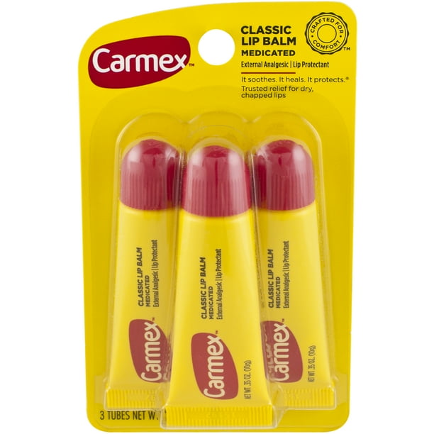 (12 Pack) Carmex Medicated Classic Lip Balm Tubes, .35 Oz, (3 Pack)