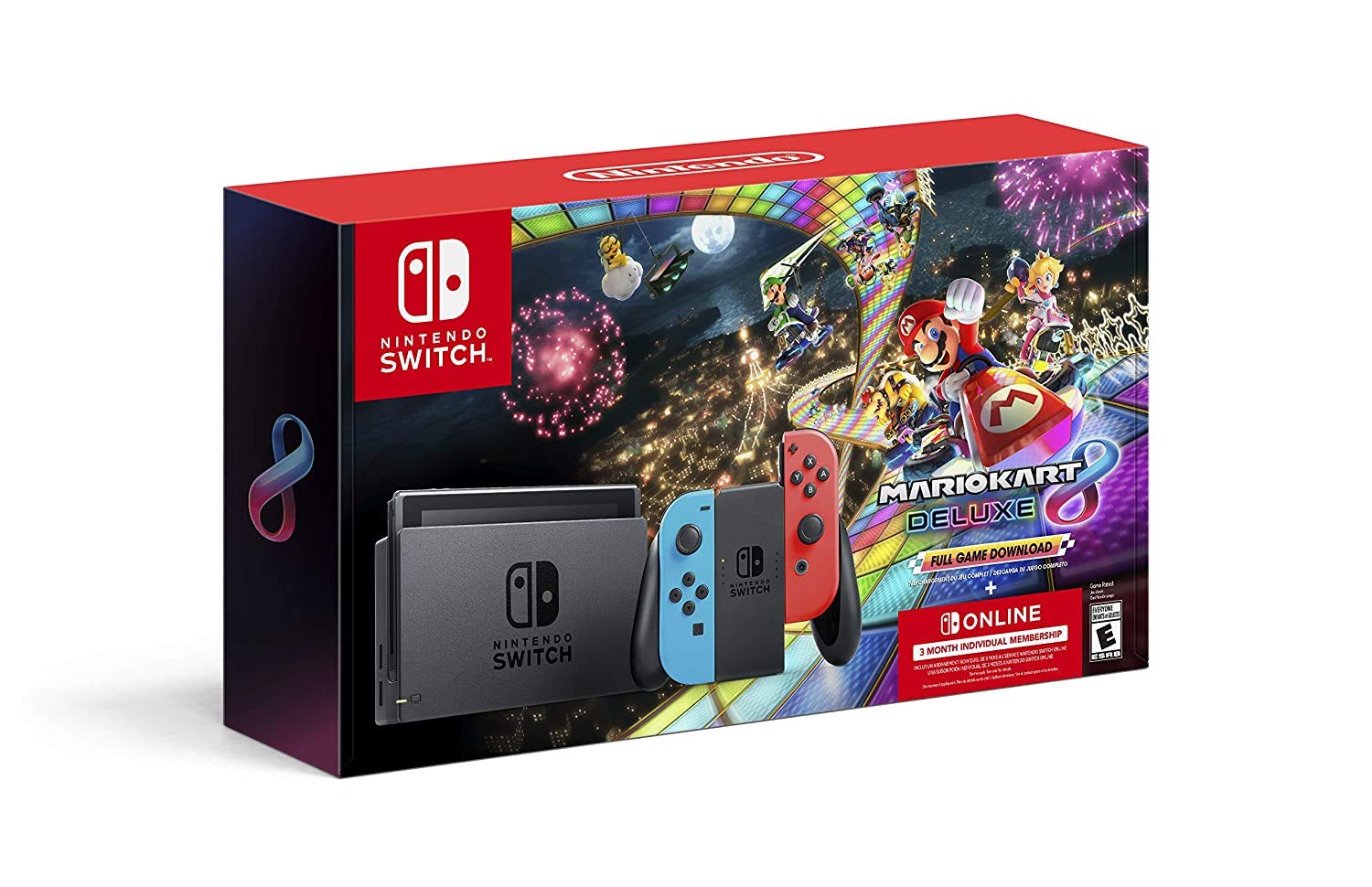 2022 Nintendo Switch Console with Mario Kart 8 Deluxe - Neon Red/Blue Joy-Con, 6.2" Touchscreen LCD Display, Marxsol 12-in-1 Accessories - image 2 of 9