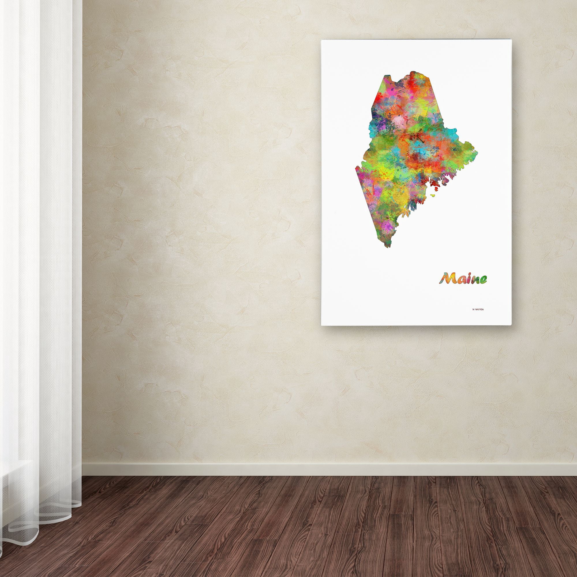Trademark Fine Art "Maine State Map-1" Canvas Art by Marlene Watson