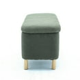 thumbnail image 6 of 39.3" Upholstered Storage Ottoman with Wood Legs, Modern Entryway Bench with Hidden Storage Space, Rectangle Footstool for Living Room, Bedroom, End of Bed, Green, 6 of 6