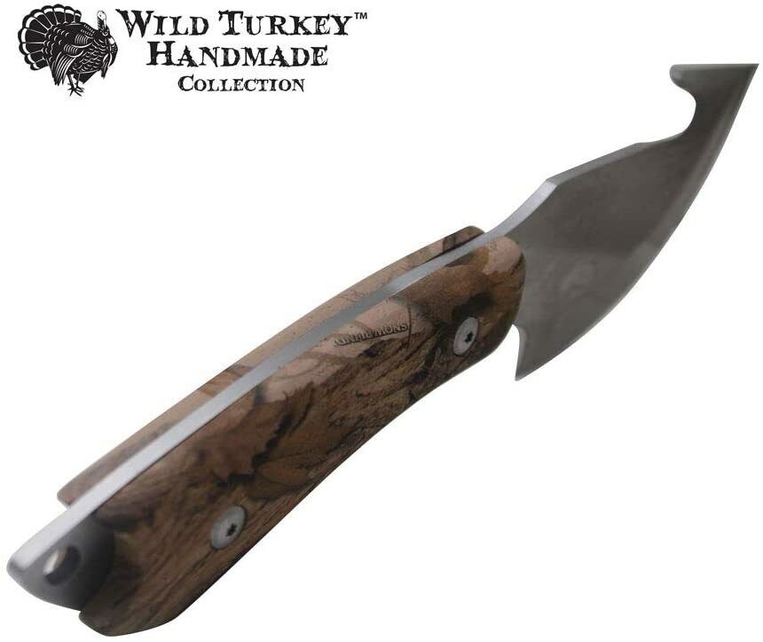 Wild Turkey Handmade Collection Fixed Blade Gut Hook Skinner Knife w/ Sheath
