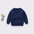 thumbnail image 3 of GYRATEDREAM Toddler Boys Girls Crewneck Sweaters Kids Fall Long Sleeve Cute knit Pullover Shirts Tops for 1-9Y Blue, 3 of 8