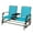 Blue, variant on Spaco Outdoor Glider Bench with Center Table, Bench with Metal Frame, Patio Loveseat with Breathable Mesh Fabric and Armrests for Outdoor as Backyard Garden Porch, Beige