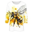 thumbnail image 4 of BLTIBY Bee Shirts for Women 3/4 Length Sleeve Tunic Tops Funny Cute Bee Graphic Tee Blouse Summer Casual Tshirt Ladies Gifts Pullover Tops 2025 Yellow 3 S, 4 of 5